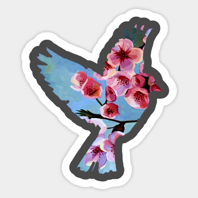 bird with flowers Sticker by inkbender2017